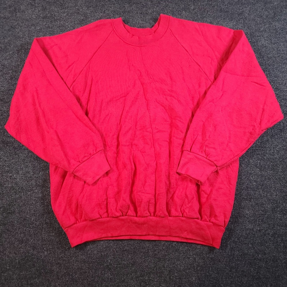 Vintage Fruit Of The Loom Sweatshirt Womens Large Red Blank Made‎ In USA